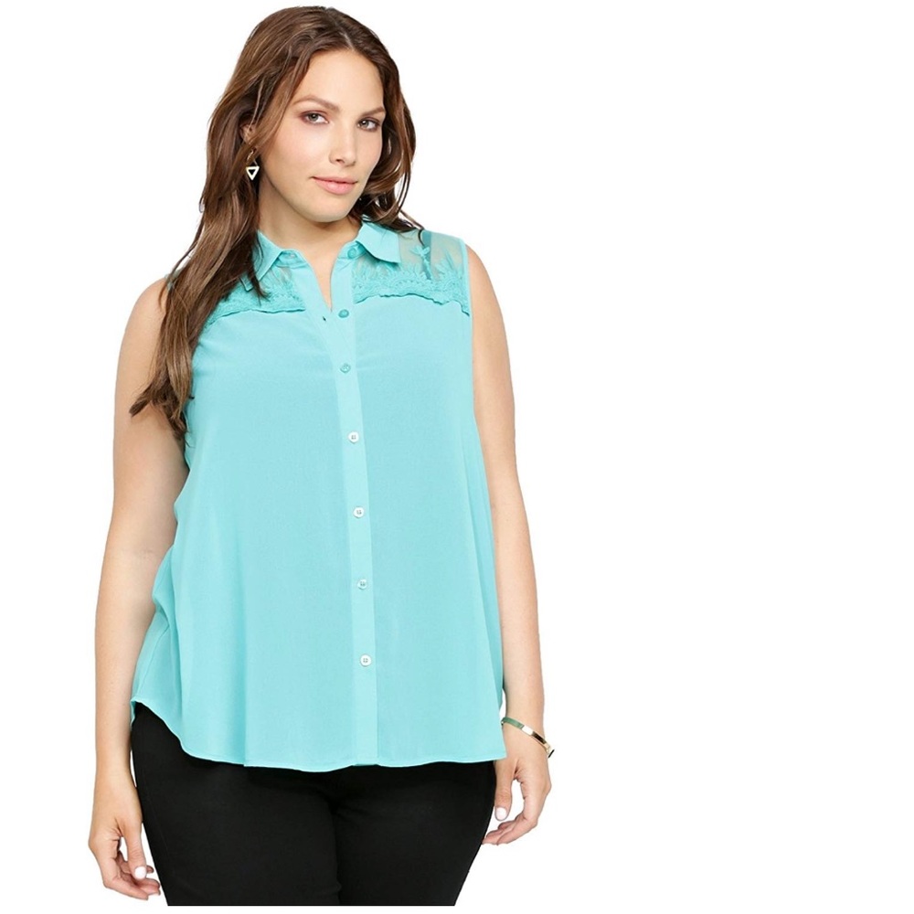 Embroidered Mesh shoulder tank 💖